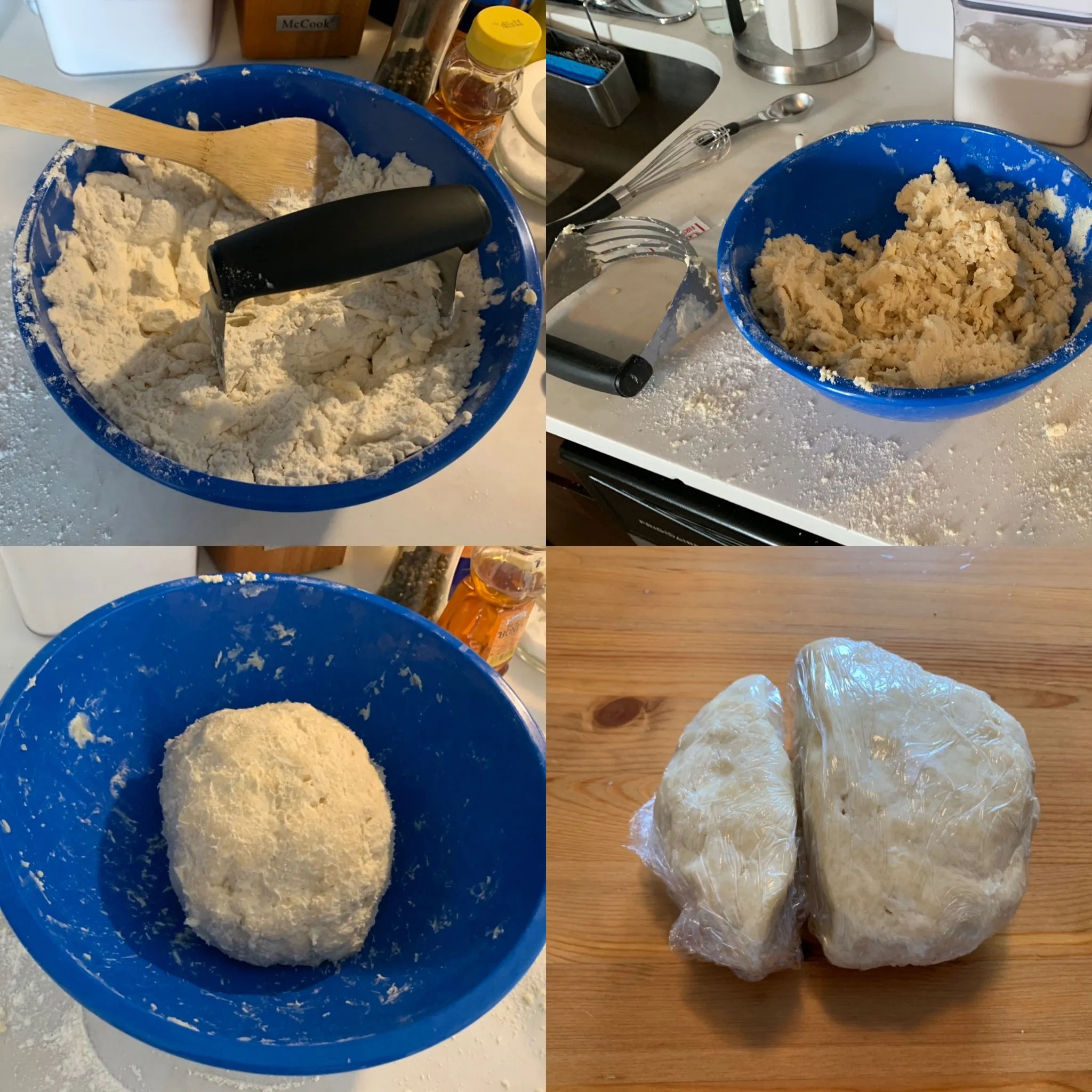 Making the pie crust dough collage