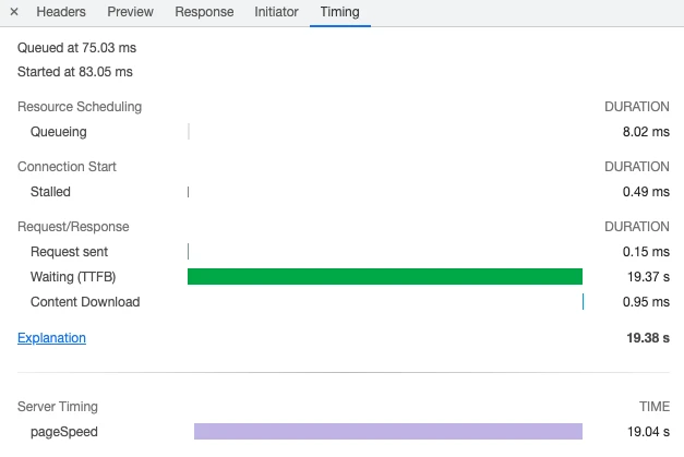Server-Timing headers in the Chrome Dev Tools