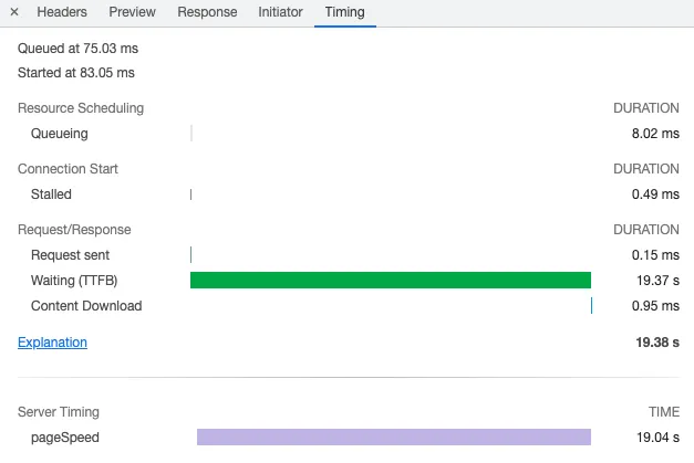 Server-Timing headers in the Chrome Dev Tools